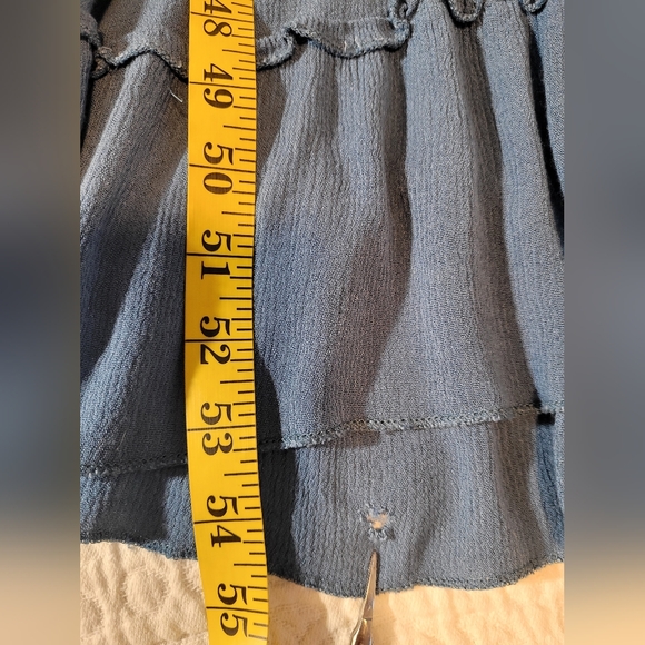 R. Vivimos Blue Maxi Summer Cotton / Rayon Backless Ruffled Dress Size Medium - Picture 11 of 11